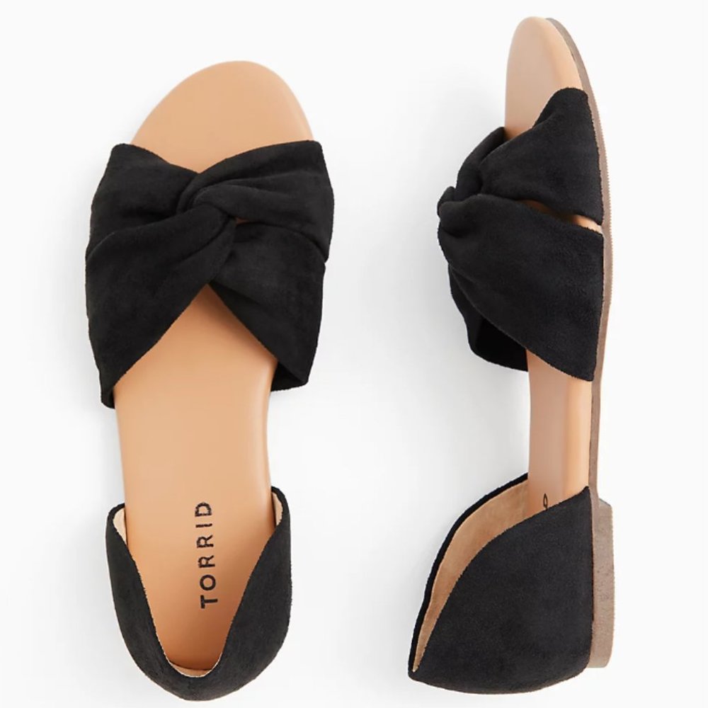 NWT Torrid - Black Faux Suede Twist Front D’orsay Sandals 10WW